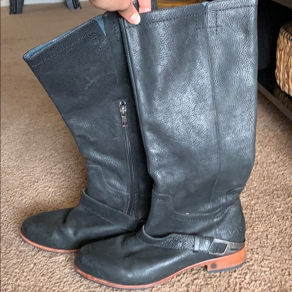 New black leather ugg boots
